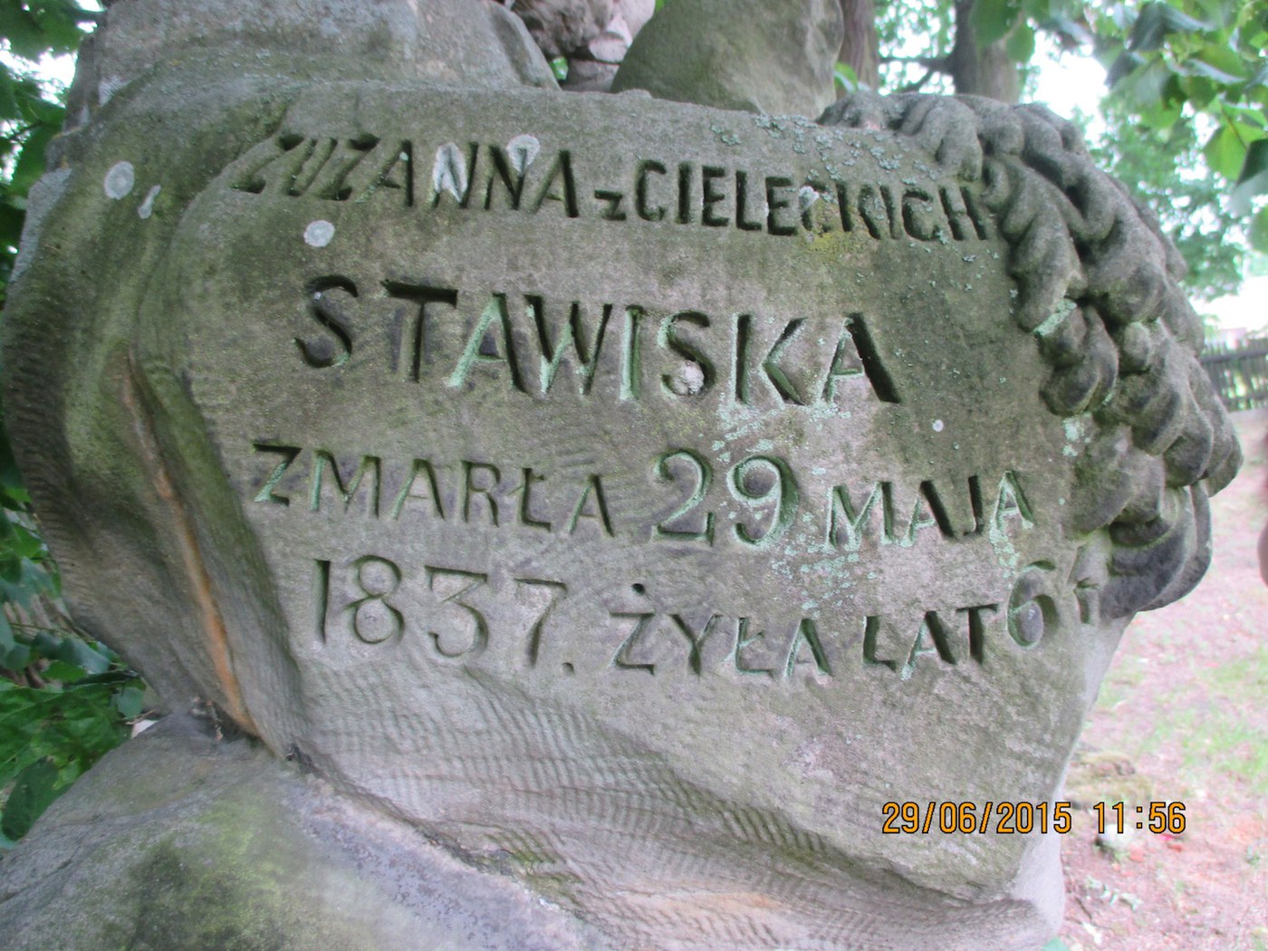 Zuzanna z Cielecki Stawiska-Grab in Kliczkow Maly+1837