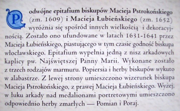 Tafel des Epitaphs von M. Pstrokonski+N. Lubienskiego