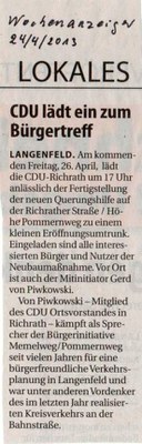 Zeitungsausschnitt vom 24.04.2013