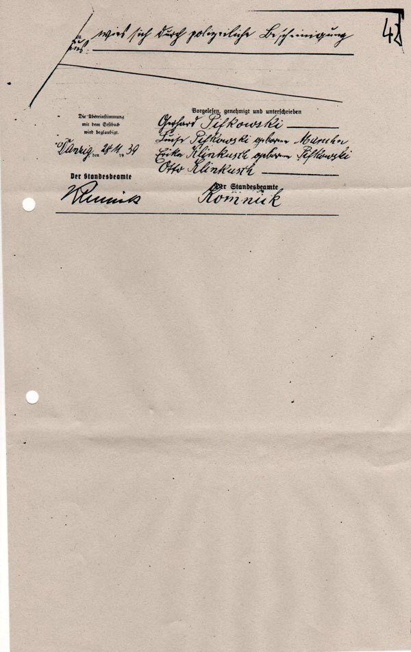 Luise und Gerhard Pifkowski-Heiatseintrag-1939-2