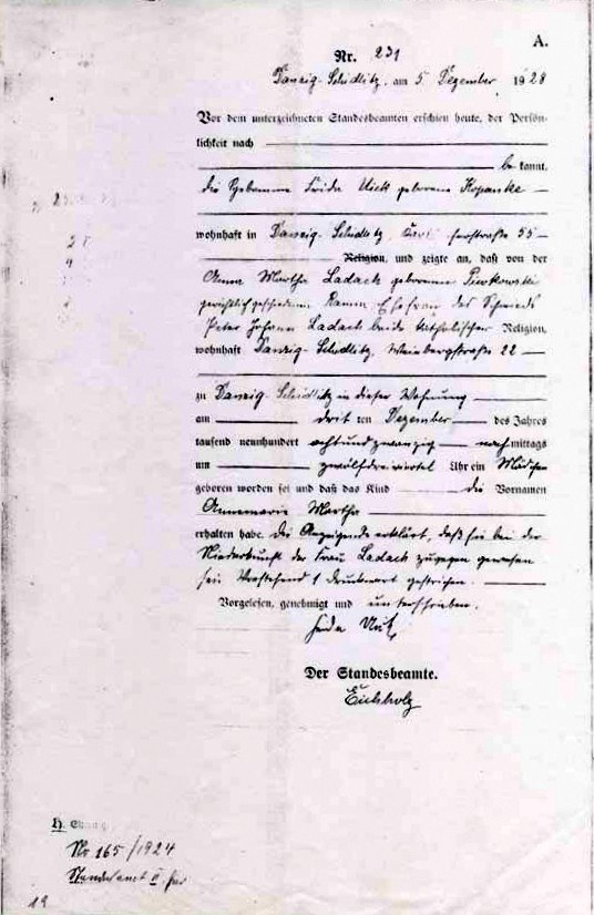 Annemarie Martha Ladach-Geburtsurkunde-1928