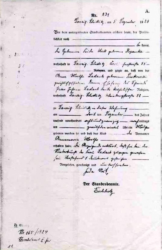 Annemarie Martha Ladach-Geburtsurkunde-1928