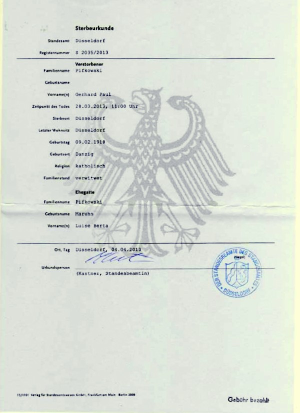 Gerhard Paul Pifkowski-Sterbeurkunde-2013