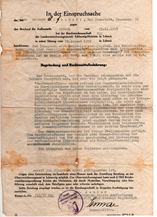 Beschwerdeausschuß Schleswig-Holtstein in Lübeck-1950