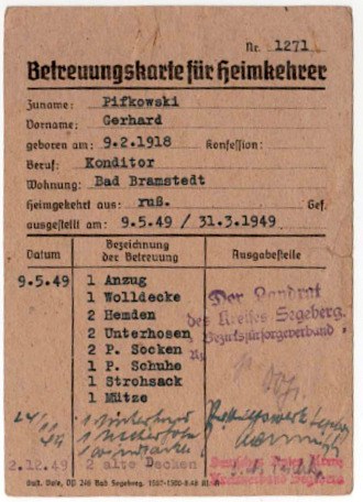 Betreuungskarte für Heimkehrer-1949
