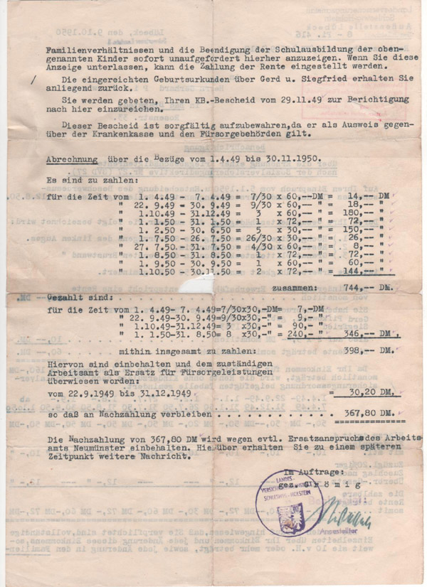 Erhöhung einer Kriegsbeschädigungsrente-1950-2