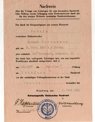 Nachweis einer bestandenen Prüfung-1951