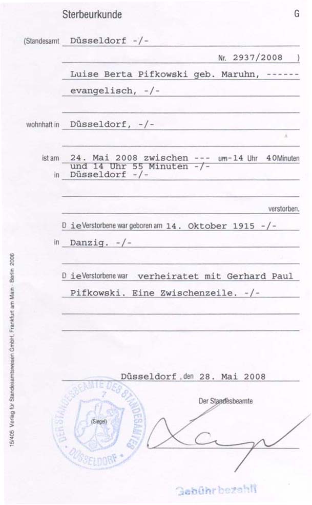 Luise Berta Pifkowski-Sterbeurkunde-2008