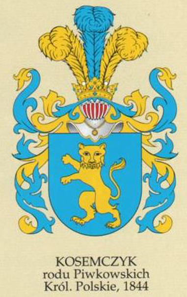 Wappen Kosemczyk rodu Piwkowskich 1844