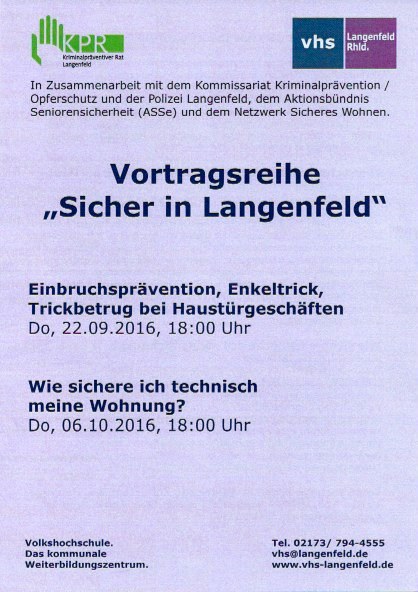 Vortragsreihe "Sicher in Langenfeld"