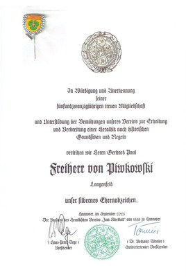 silbernes Ehrenzeichen  des Heraldischen Vereins "Zum Kleeblatt"